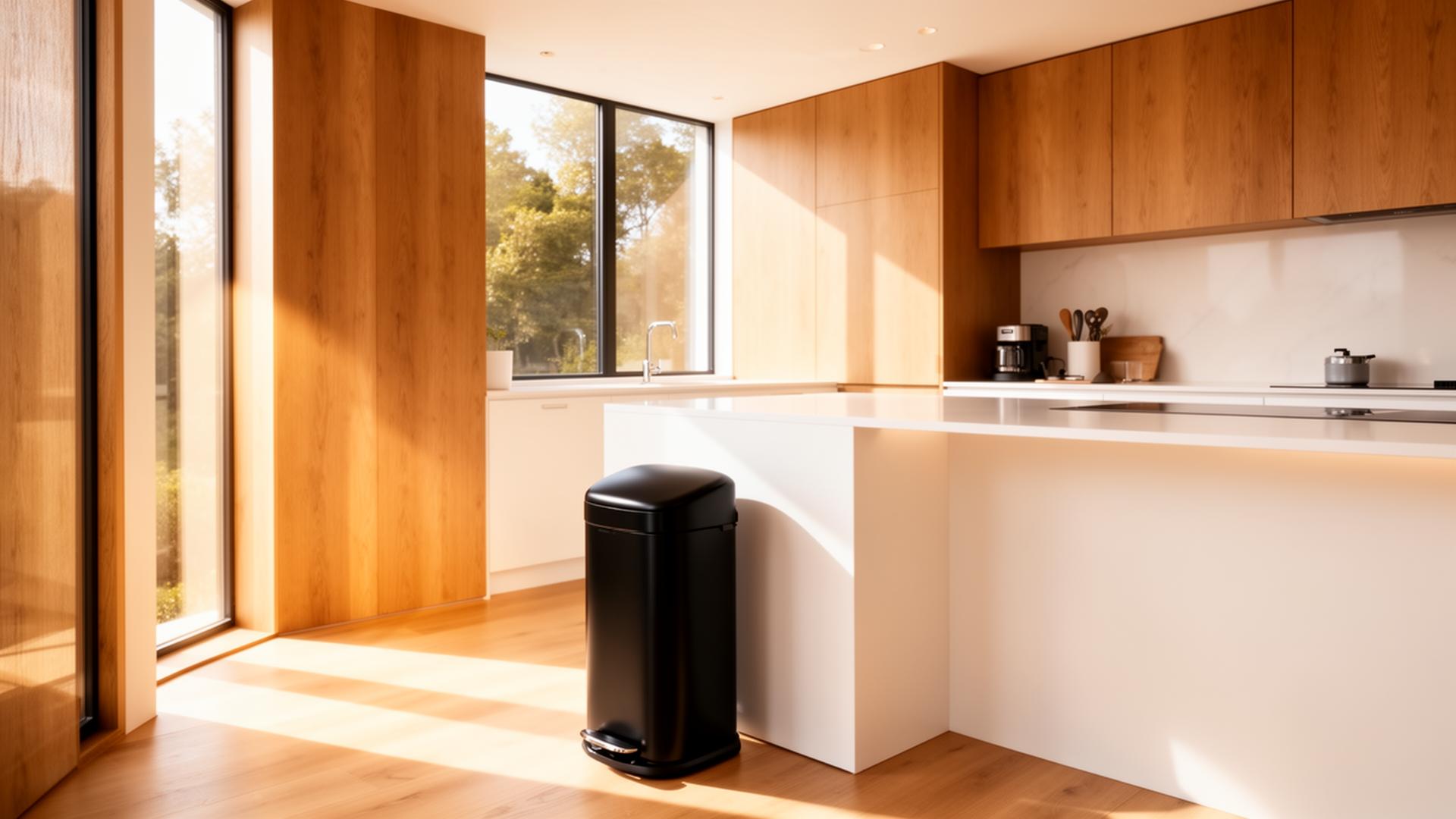 Moderne keuken met stijlvolle prullenbak