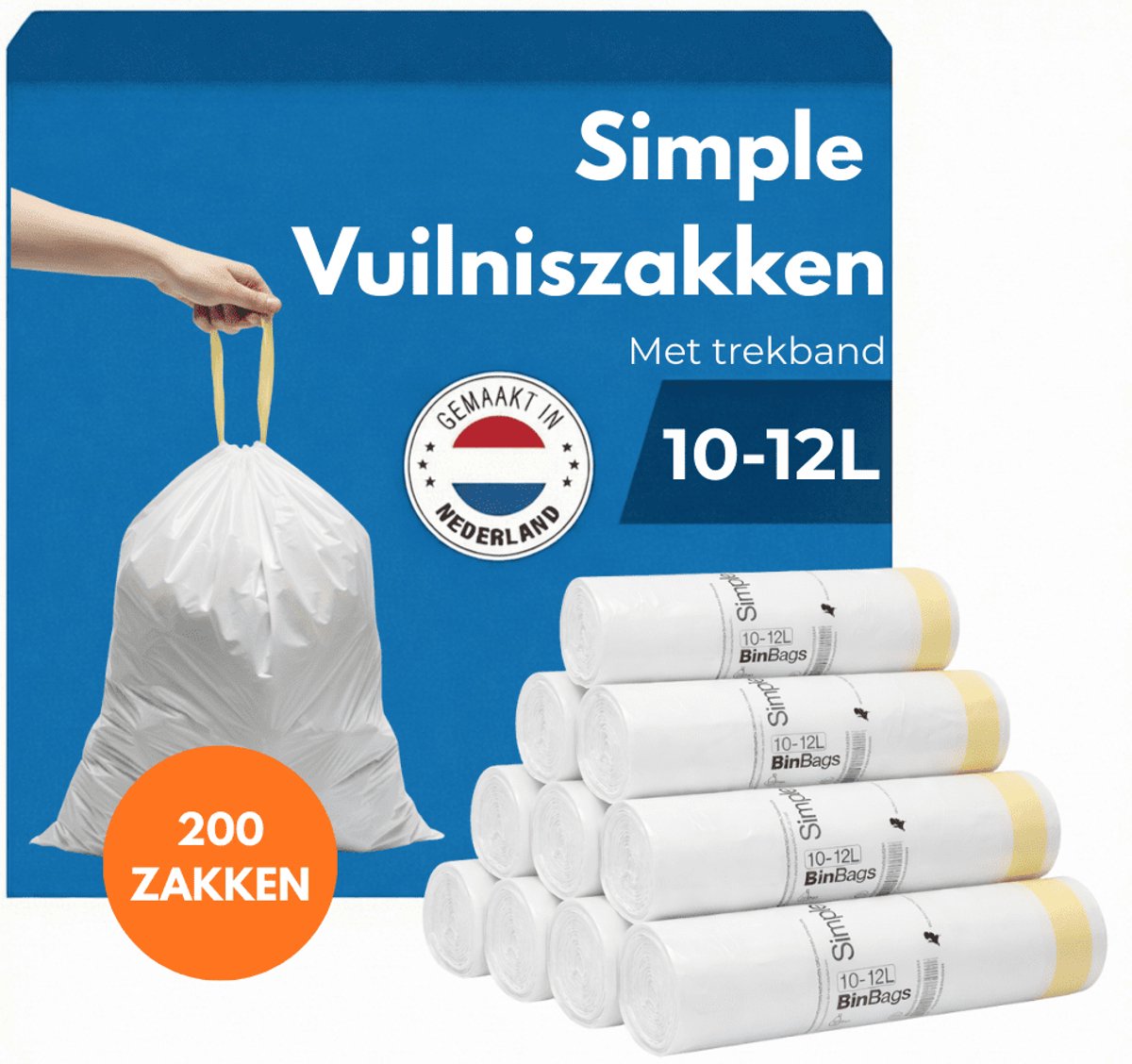 Simple Vuilniszakken 10 liter - 200 stuks
