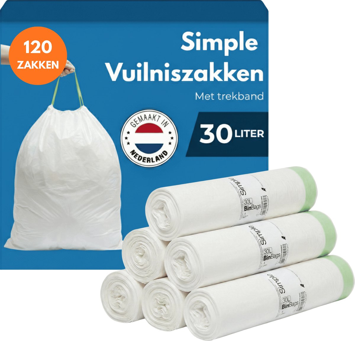 Simple Vuilniszakken 30 liter - 120 stuks
