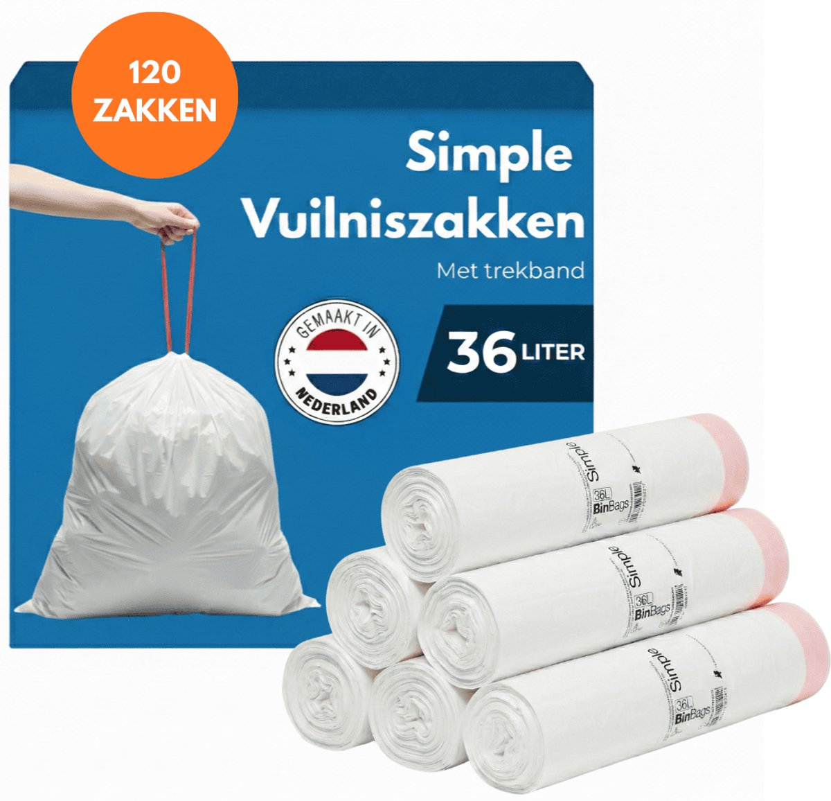 Simple Vuilniszakken 36 liter - 120 stuks