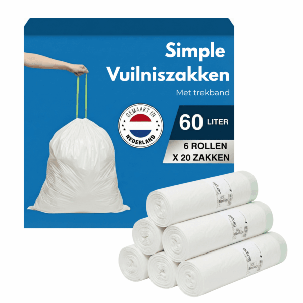 Simple Vuilniszakken 60 liter - 120 stuks - Geschikt voor Brabantia code M