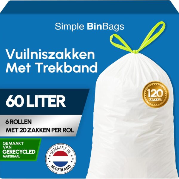 Simple Vuilniszakken 60 liter - 120 stuks - Geschikt voor Brabantia code M