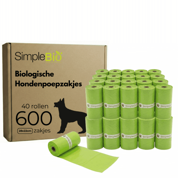 Simple Bio hondenpoepzakjes - 600 zakjes - 40 rollen - 15 zakjes per rol