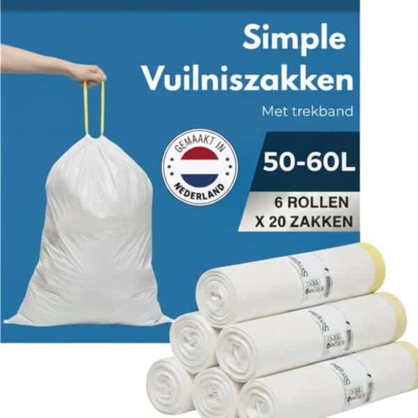 Simple Vuilniszakken 50/60 liter - 120 stuks - Geschikt voor Brabantia code H